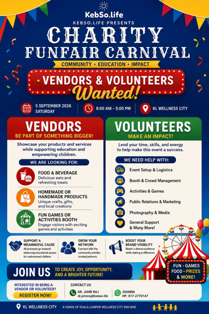 📢 PENCARIAN SUKARELAWAN BAGI CHARITY FUNFAIR CARNIVAL 2026